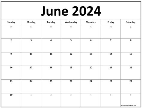 Blank Calendar For June